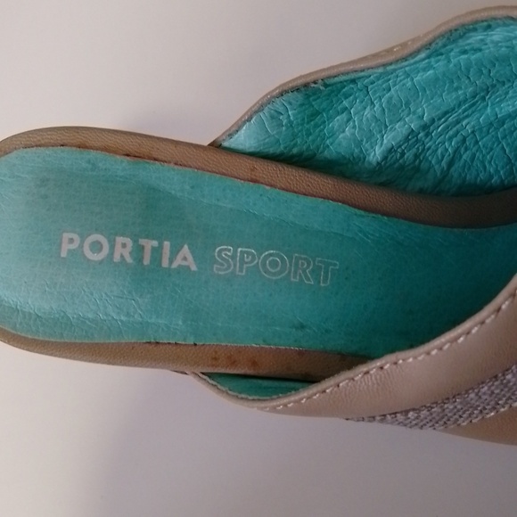Portia sport leather high heel green and beige. Size 8 1/2 m - Picture 4 of 6